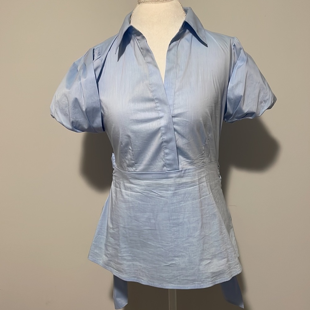 BCBGMaxAzria Cap Sleeve Tie Back Blouse